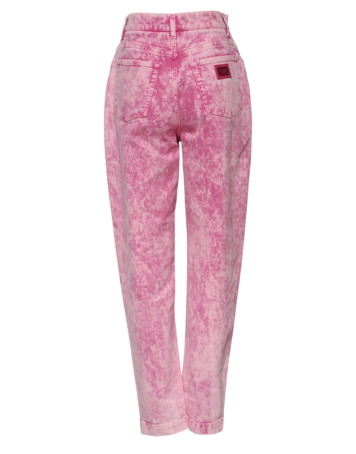 Dolce & Gabbana Pink Tie Dye High Waist Tapered Denim Jeans