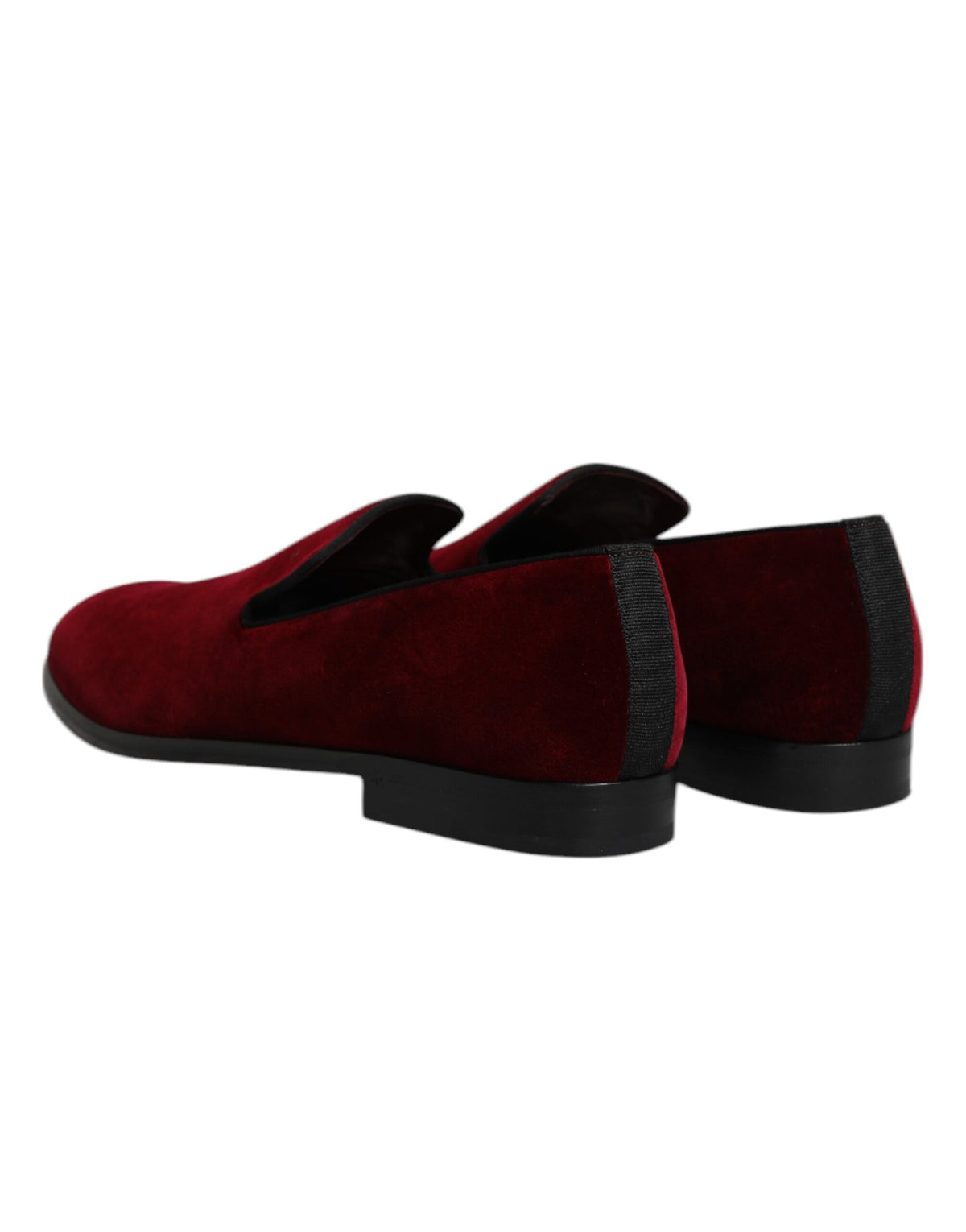 Dolce & Gabbana Red Cotton Velvet Slip On Loafers Formal Shoes