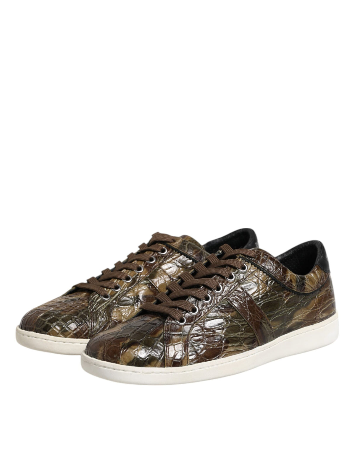 Dolce & Gabbana Brown Exotic Leather Low Top Sneakers Shoes