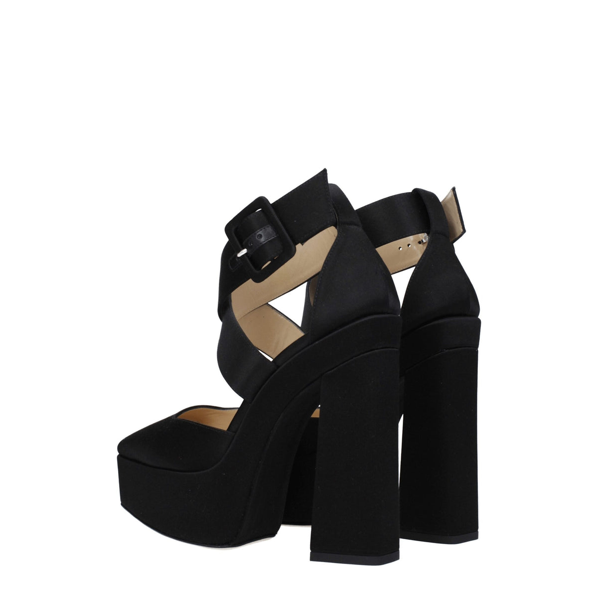 Jimmy Choo Black Satin Platform Sandals