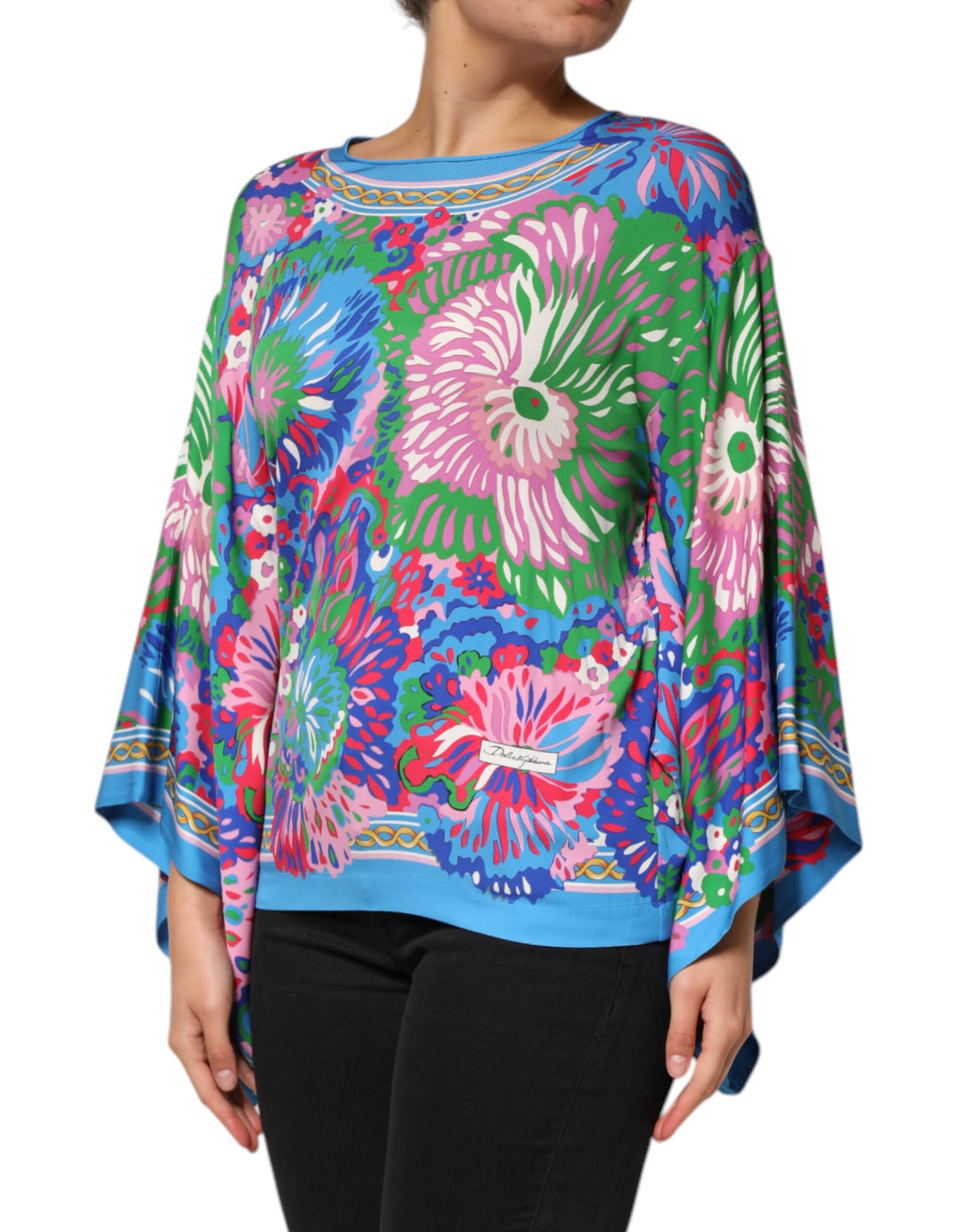 Dolce & Gabbana Multicolor Floral Printed Tunic Blouse Top