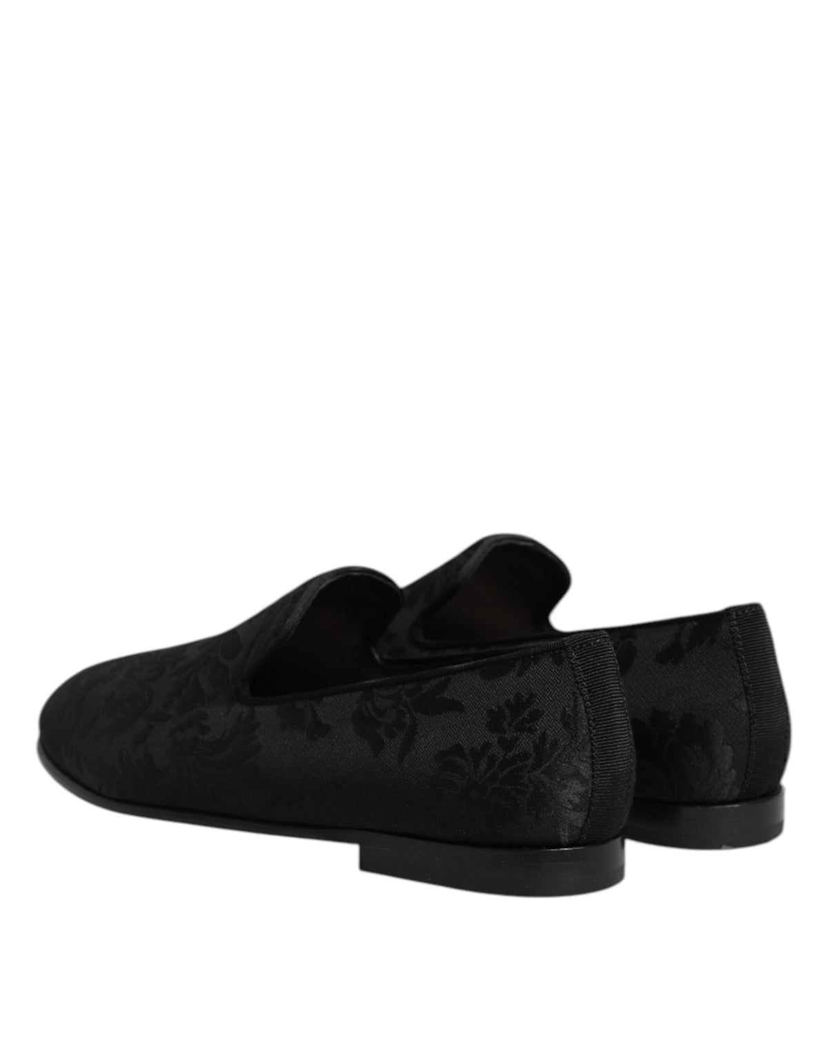 Dolce & Gabbana Black Floral Brocade Loafers Men Dress Shoes