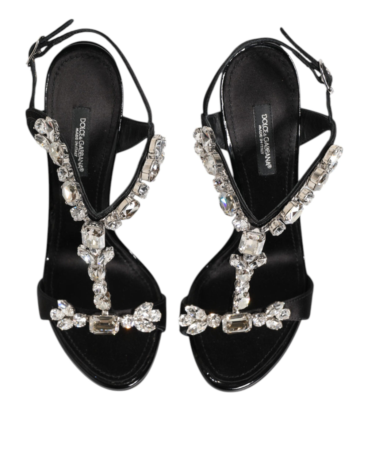 Dolce & Gabbana Black Keira Crystals Heels Sandals Shoes