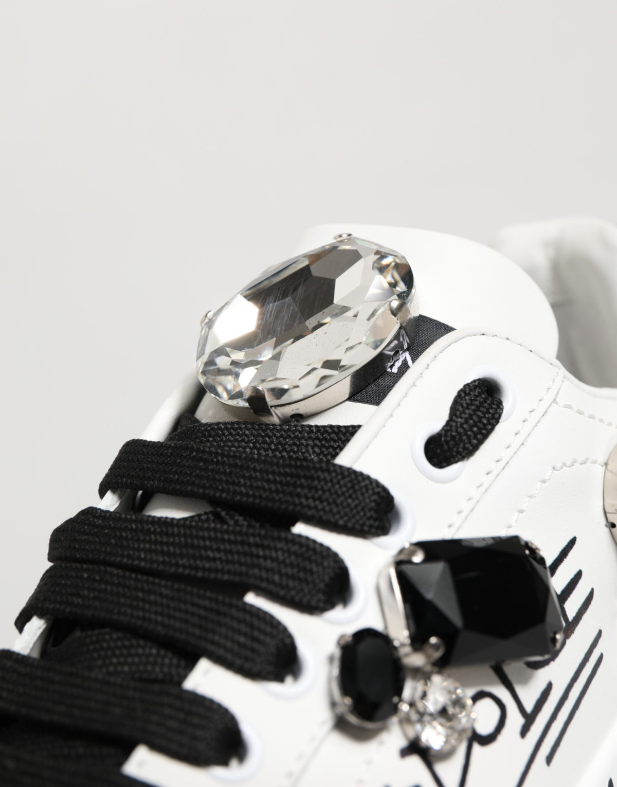 Dolce & Gabbana White Portofino Crystal Sneakers  Shoes