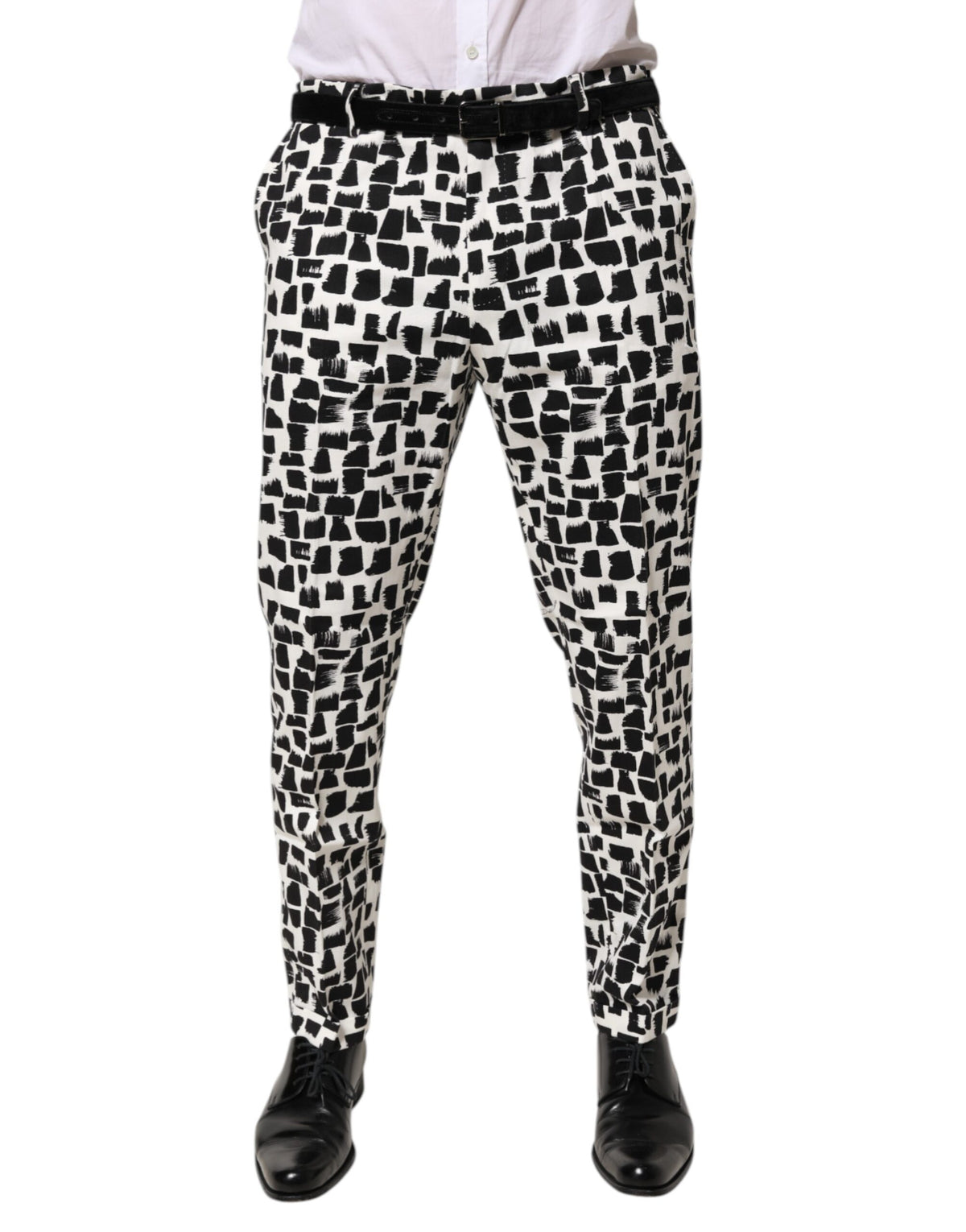 Dolce & Gabbana Black White Abstract Print Cotton Blend Pants