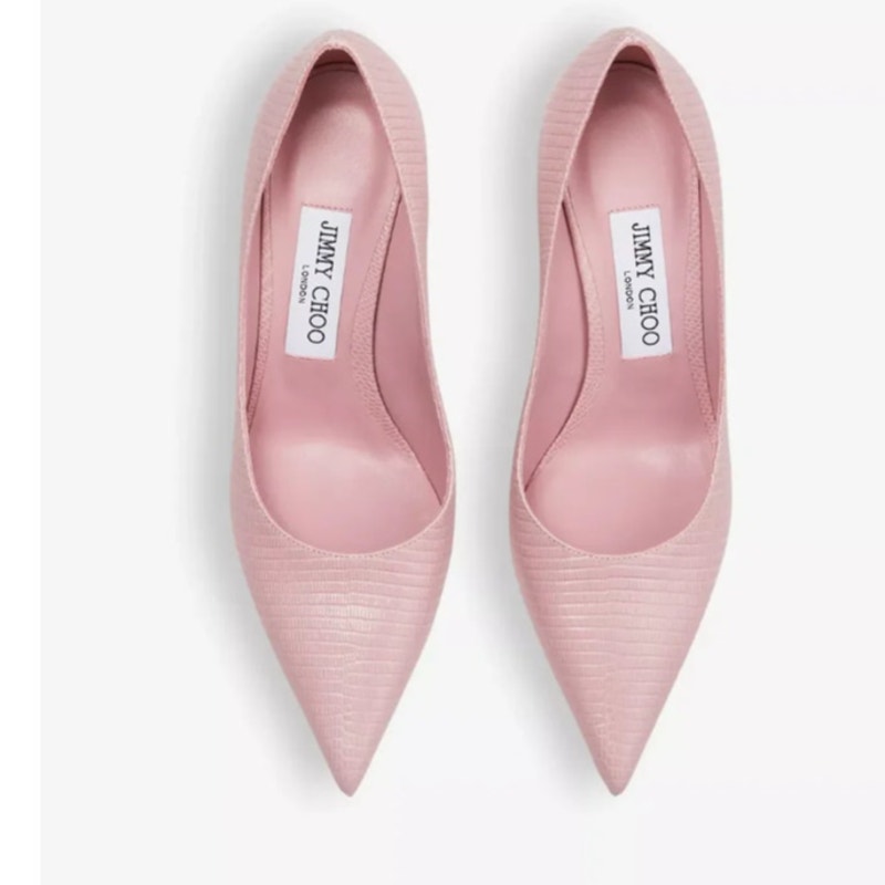 Jimmy Choo Pink Love 85 Lizard Embossed Leather Pumps