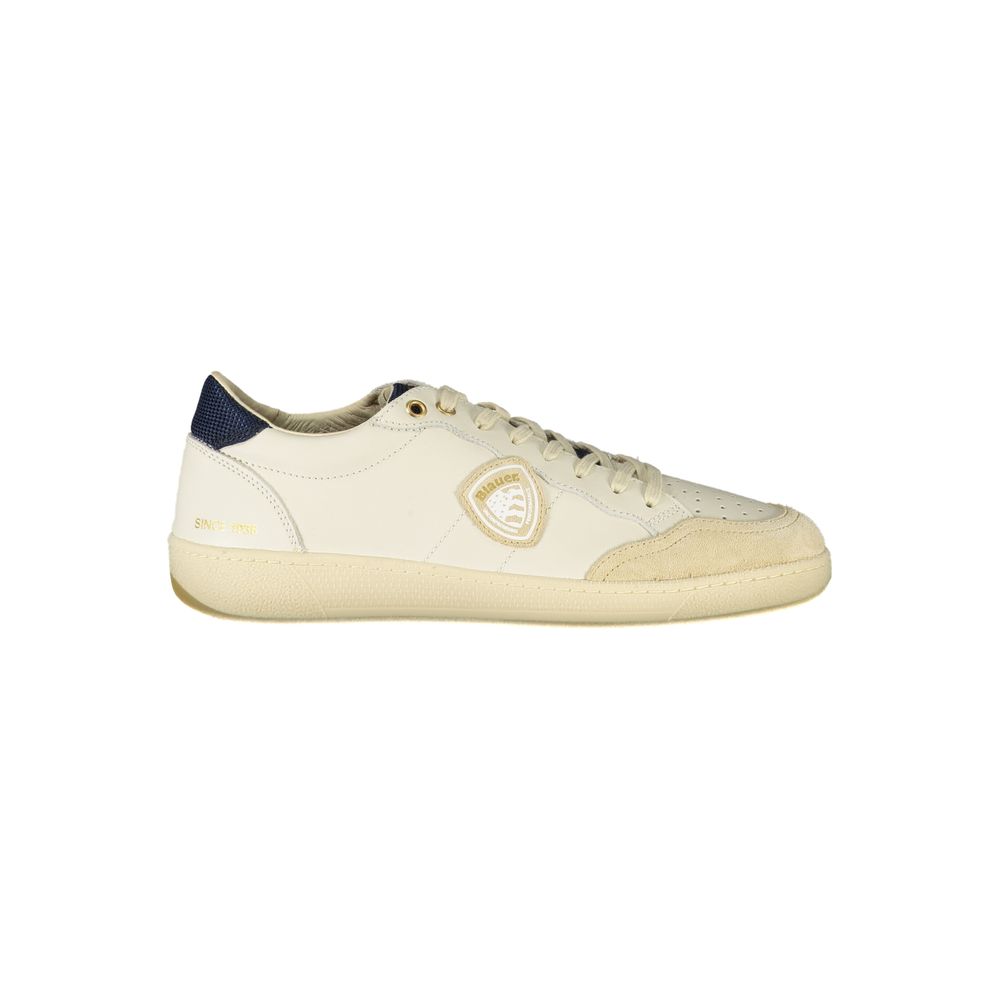 Blauer White Polyurethane Men Sneaker