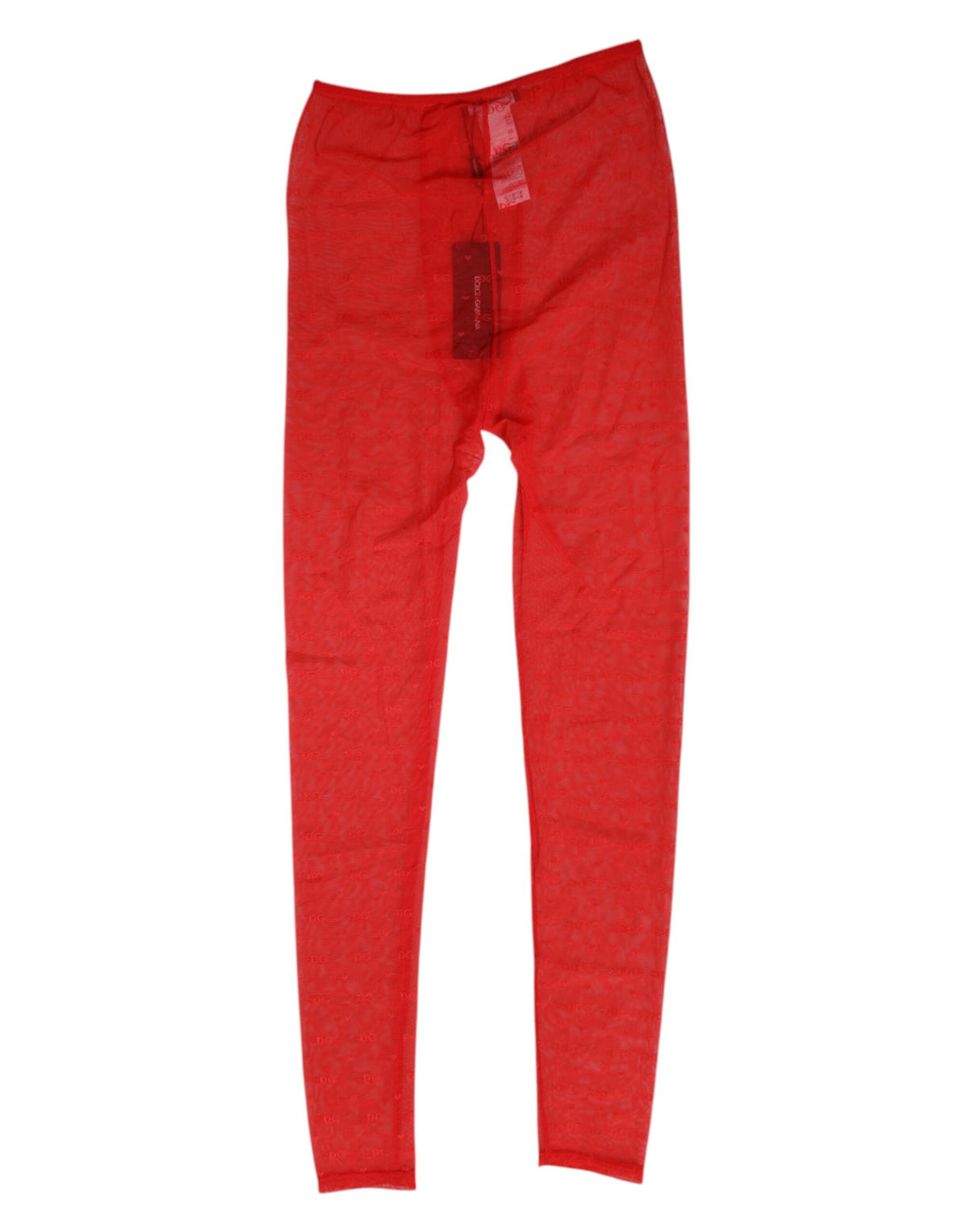 Dolce & Gabbana Red Nylon Logo Lace Leggings Pants Underwear