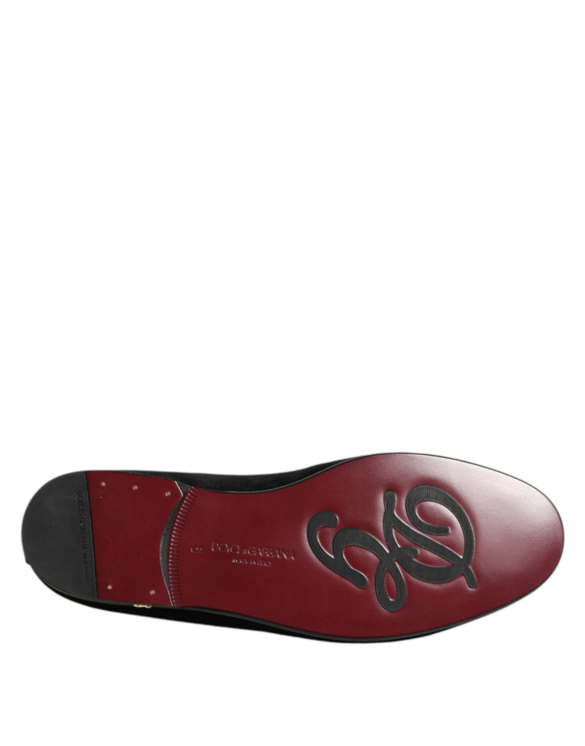 Dolce & Gabbana Black Velvet Gold Crown Mens Loafers Shoes