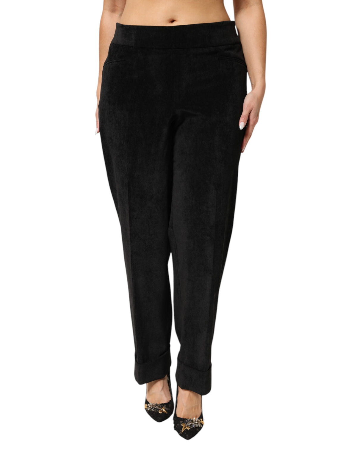 BENCIVENGA Black High Waist Straight Dress Trouser Pants