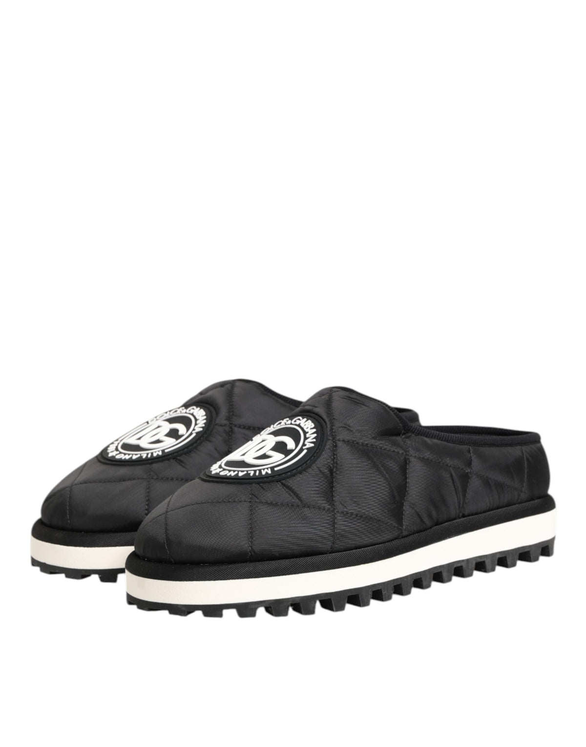 Dolce & Gabbana Black Nylon Low Top Slip On Sneaker Shoes