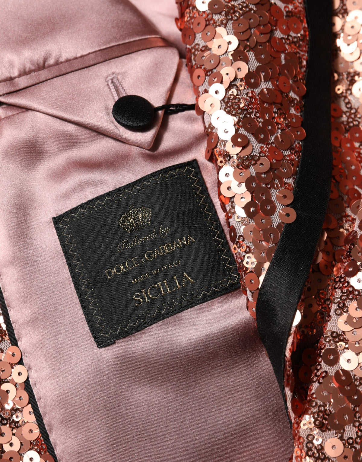 Dolce & Gabbana Pink Sequin SICILIA 1 Button Men Suit Blazer