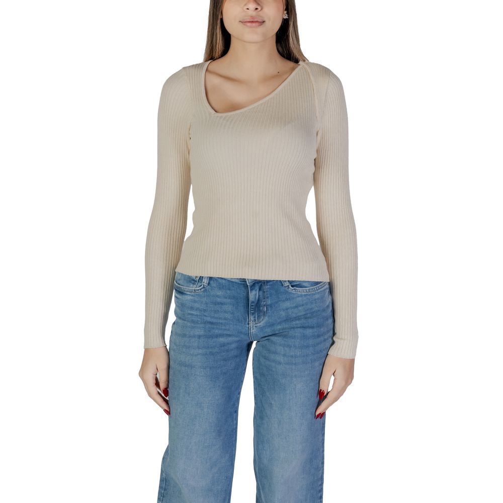Vila Clothes Beige Viscose Sweatshirt