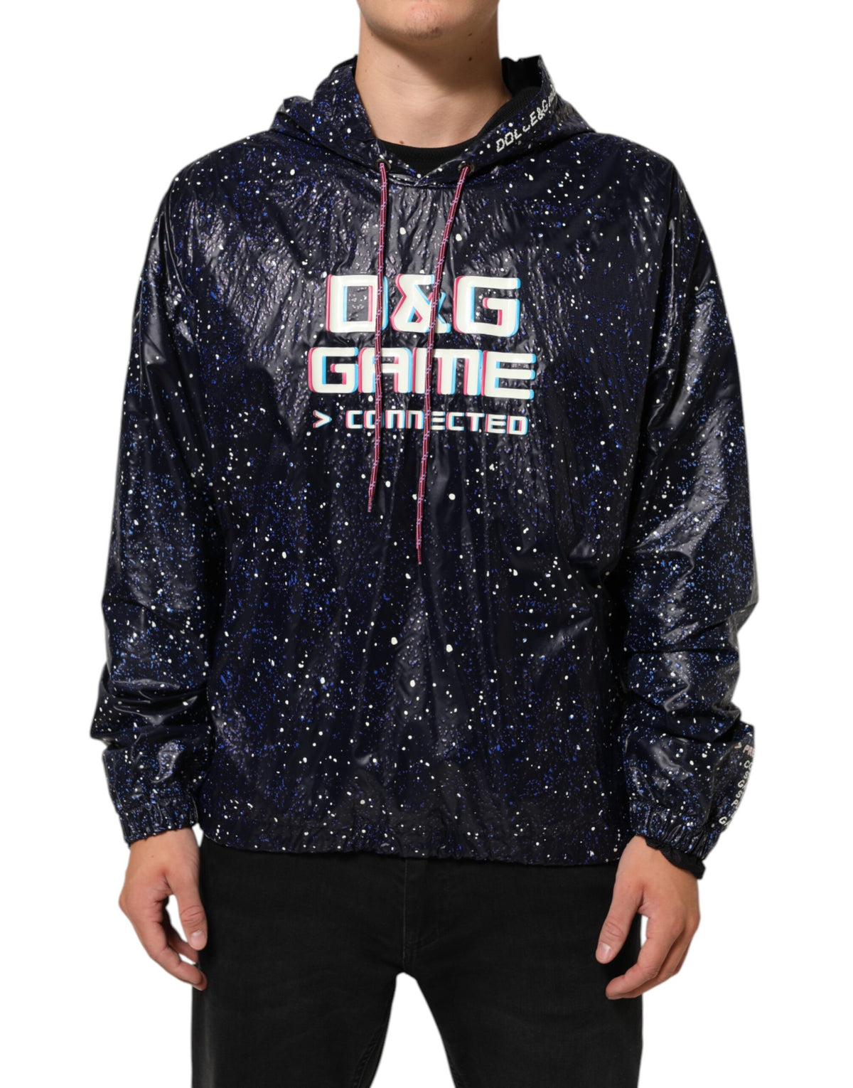 Dolce & Gabbana Blue D&G Game Hooded Men Sweatshirt Sweater