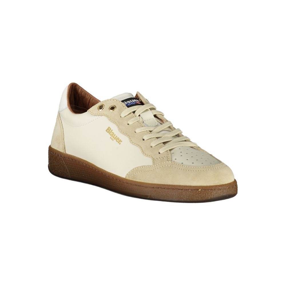 Blauer White Leather Men Sneaker