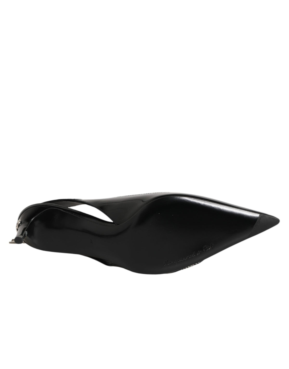 Dolce & Gabbana Black Zipper Leather Heels Slingbacks Shoes