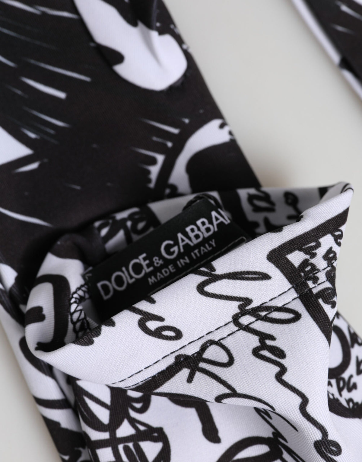 Dolce & Gabbana Gloves Black White DG Logo Elbow Length Mitten
