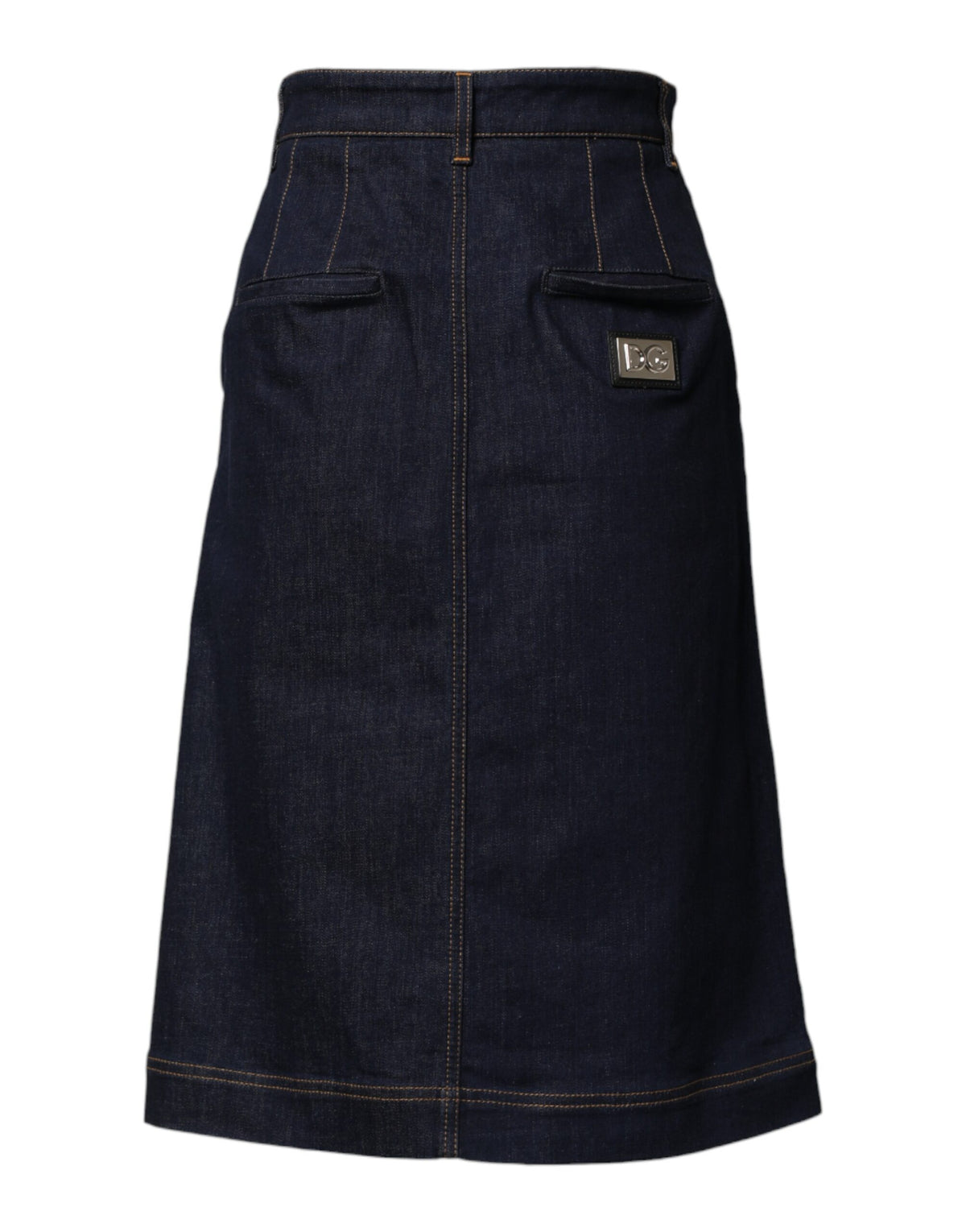 Dolce & Gabbana Dark Blue Cotton A-line Denim Midi Skirt