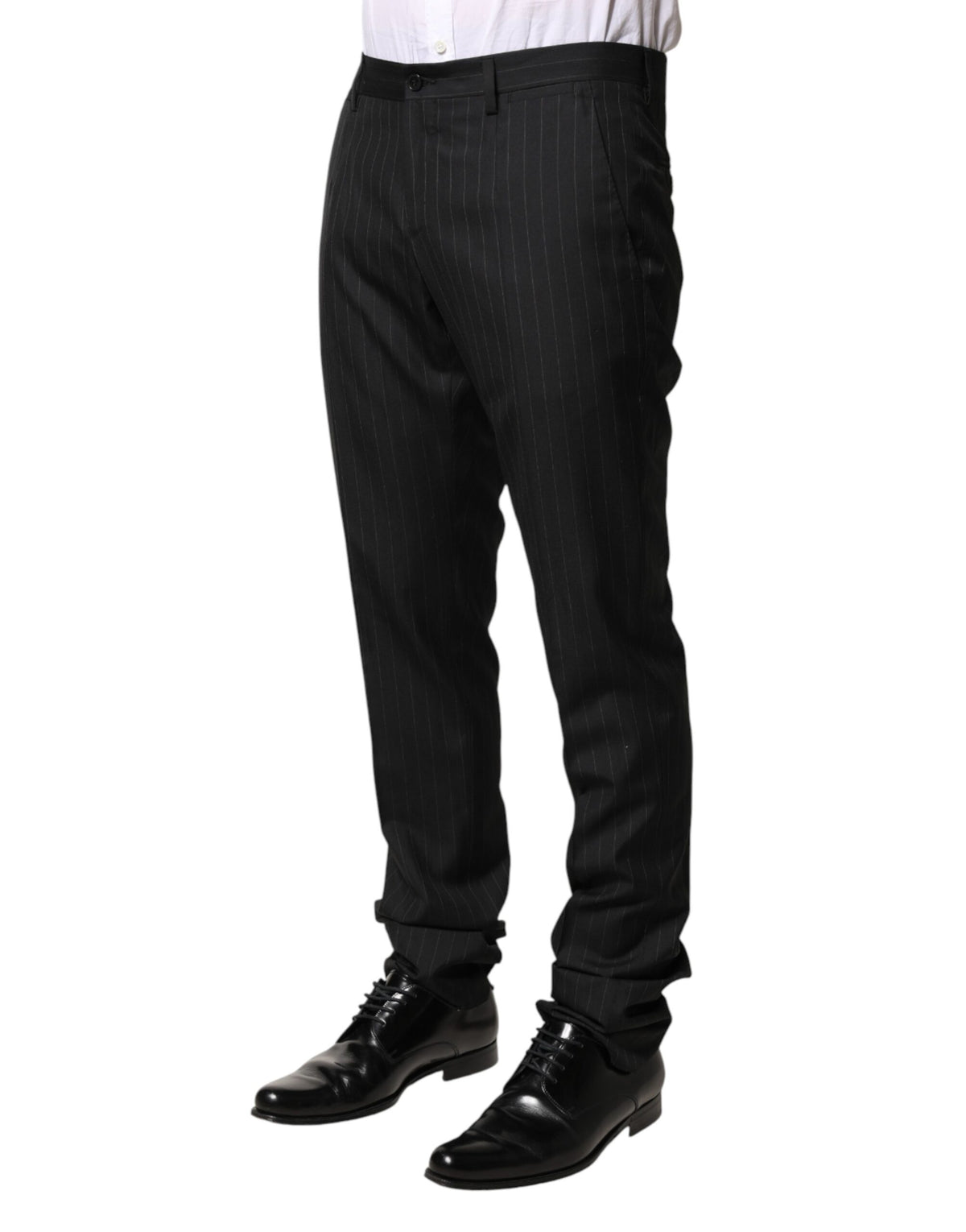 Dolce & Gabbana Black Stripes Wool Men Dress Trousers Pants