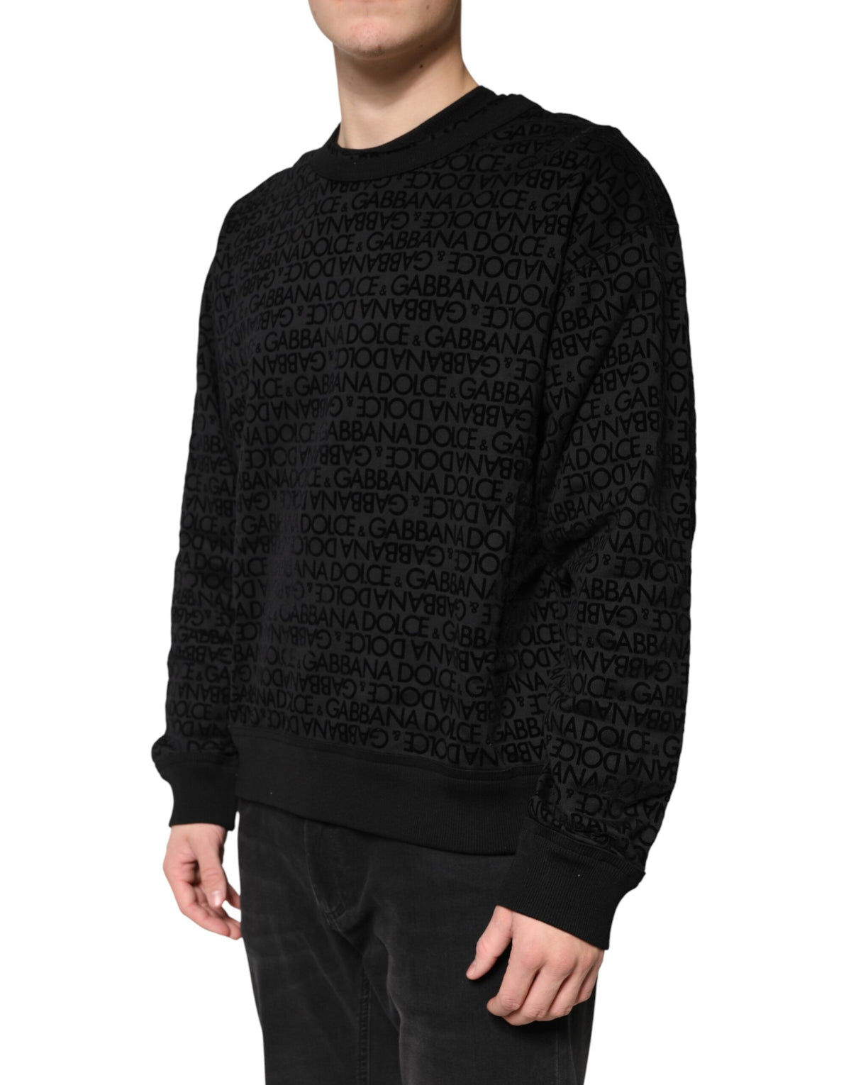 Dolce & Gabbana Black Monogram Crew Neck Sweatshirt Sweater