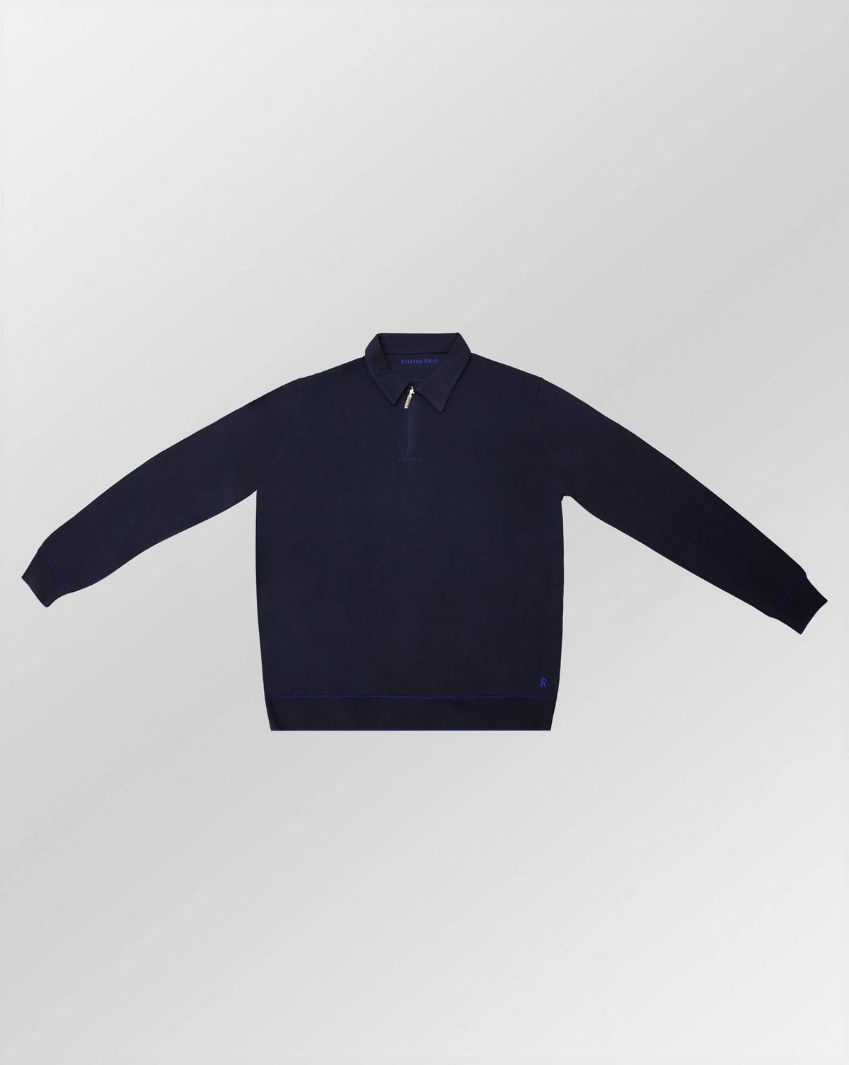 Stefano Ricci Silk Long Sleeve Polo Shirt Zip Neck