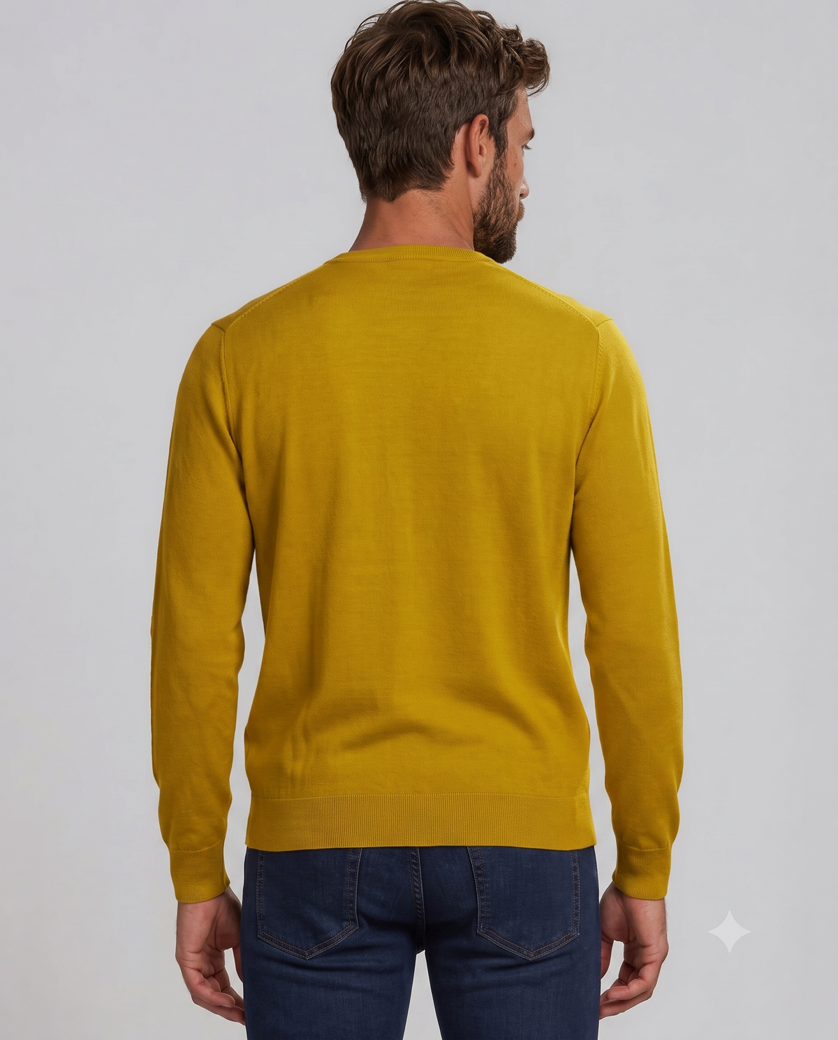Stefano Ricci Silk Wool Long Sleeve Crew Neck Sweater | Yellow