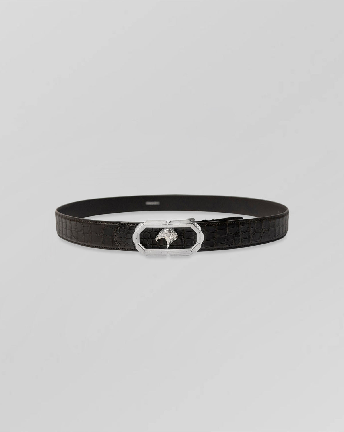 Stefano Ricci Crocodile Leather Eagle Buckle Belt – Black Exotic Luxury Belt
