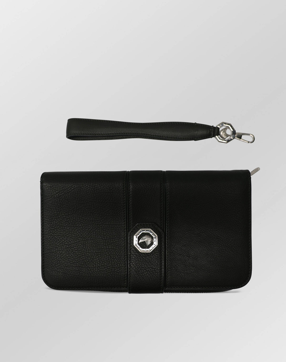 Stefano Ricci Black Textured Leather Continental Wallet Clutch for Men