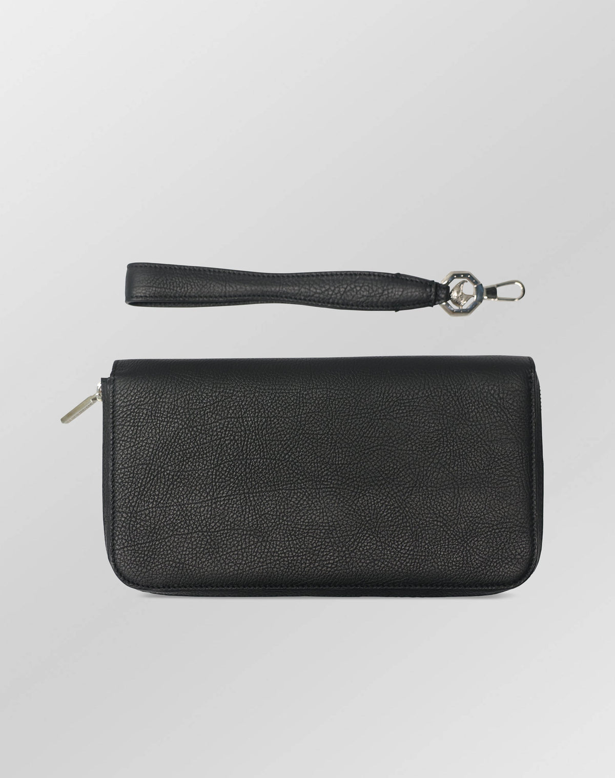 Stefano Ricci Black Grained Leather Continental Wallet Clutch with Detachable Handle