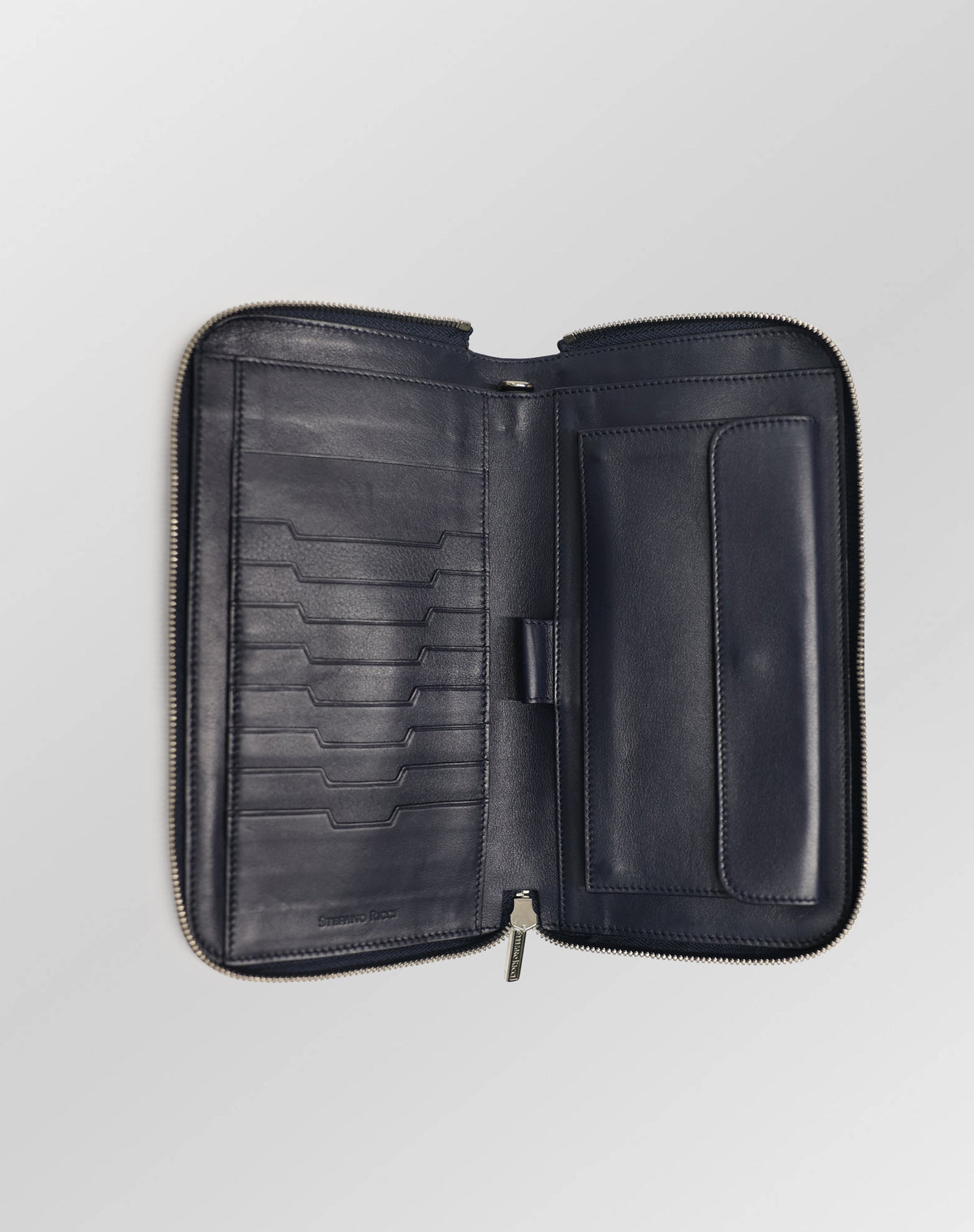 Stefano Ricci Woven & Crocodile Leather Travel Pouch with Detachable Wrist Strap Navy