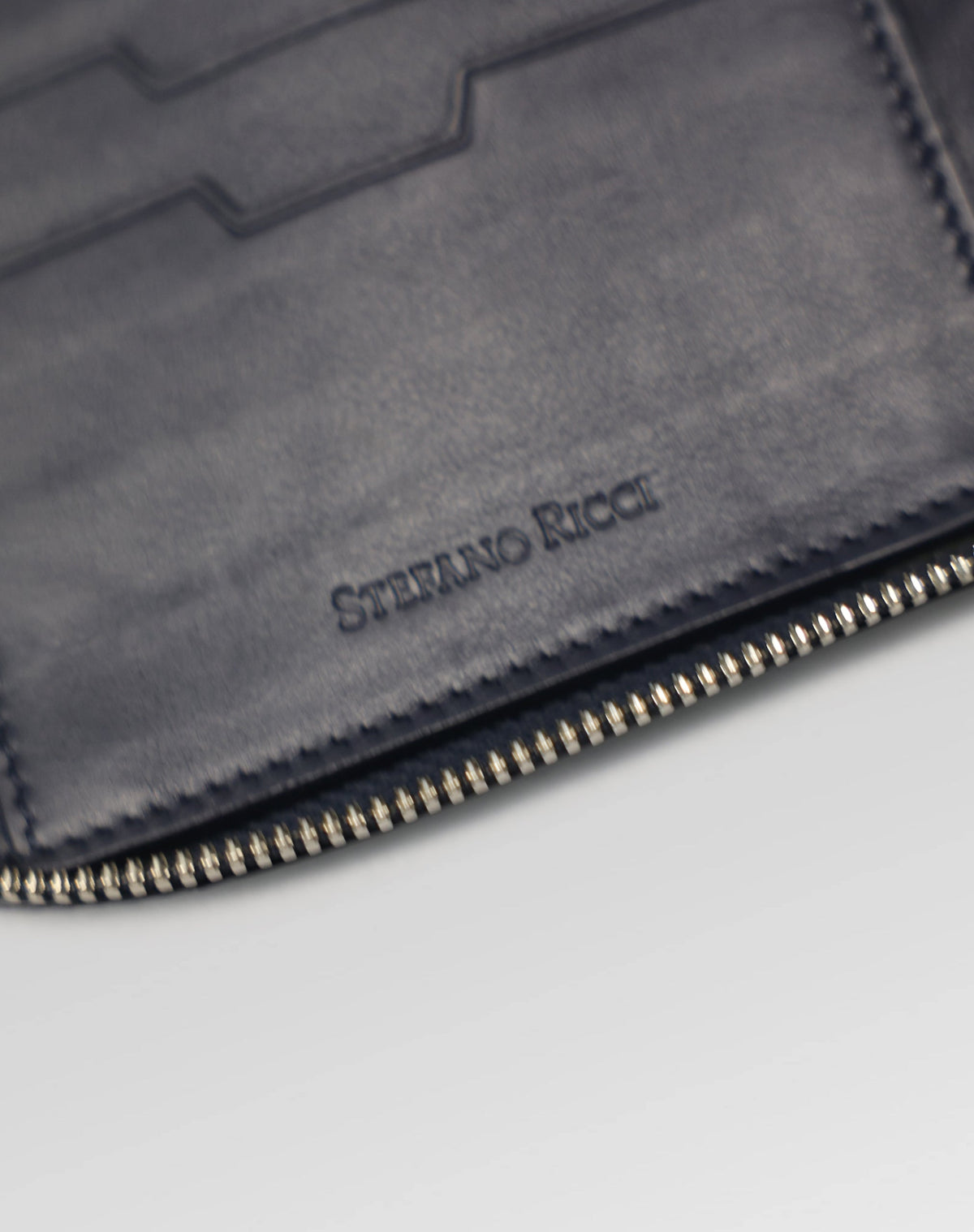 Stefano Ricci Woven & Crocodile Leather Travel Pouch with Detachable Wrist Strap Navy