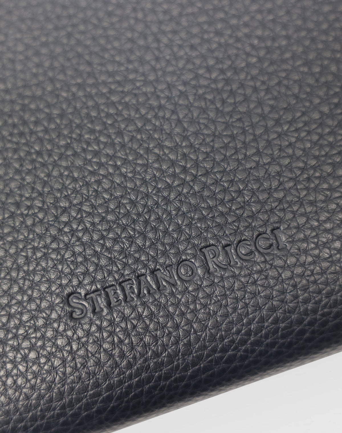 Stefano Ricci Black Grained Leather Zip Portfolio Case with Woven Detail