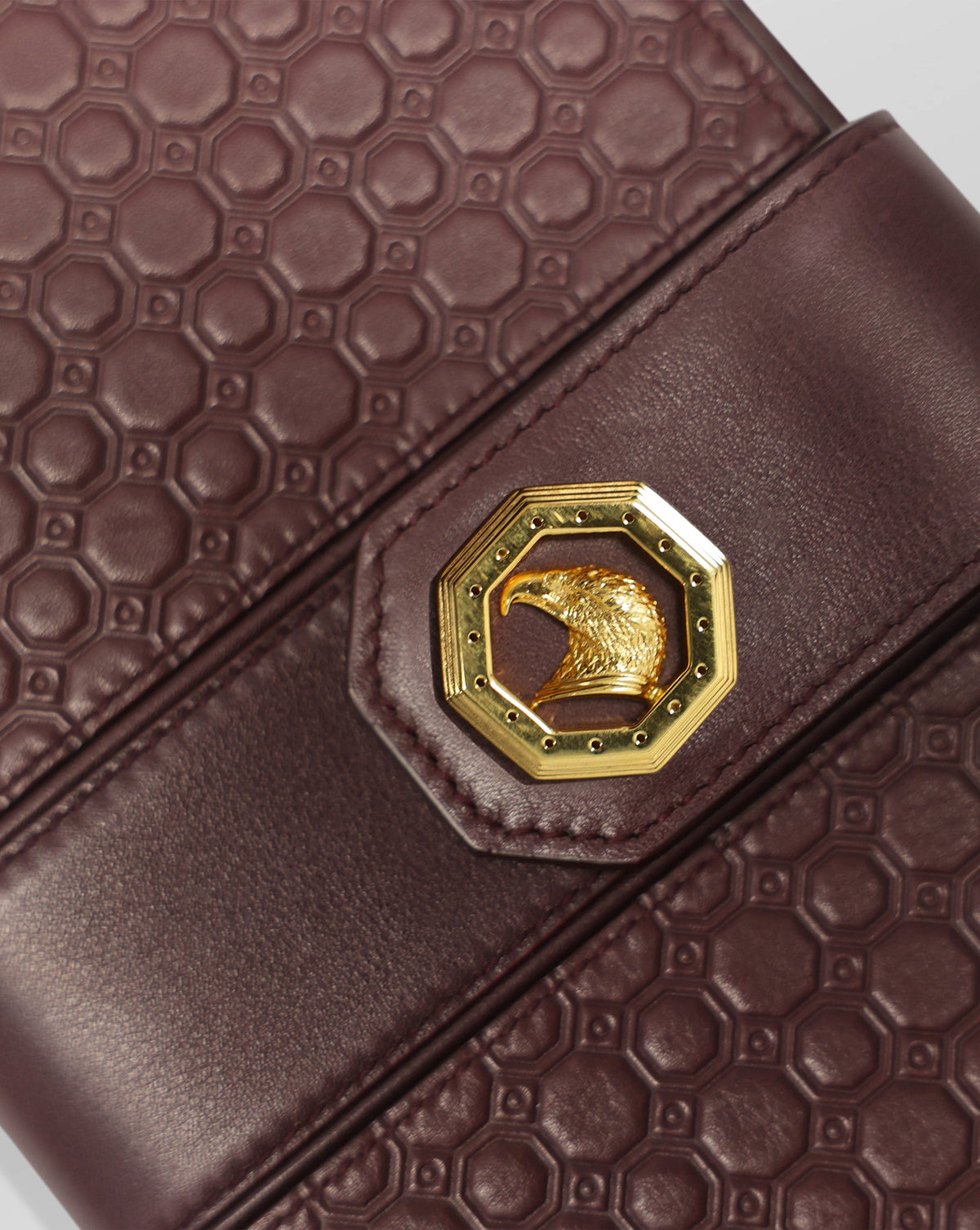Stefano Ricci Burgundy Embossed Calfskin Zip Wallet