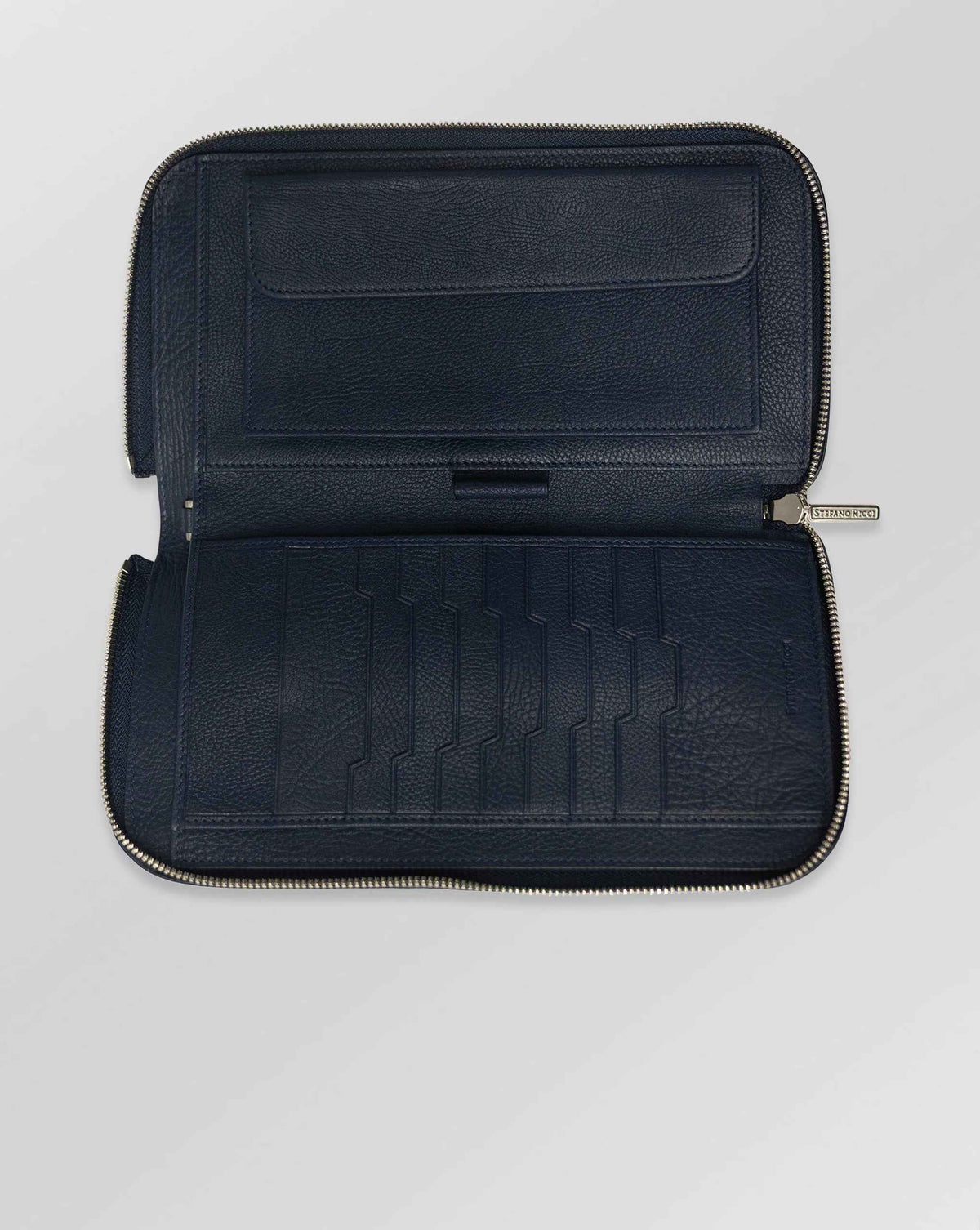 Stefano Ricci Grained Calfskin Luxury Clutch Bag with Eagle Logo Navy