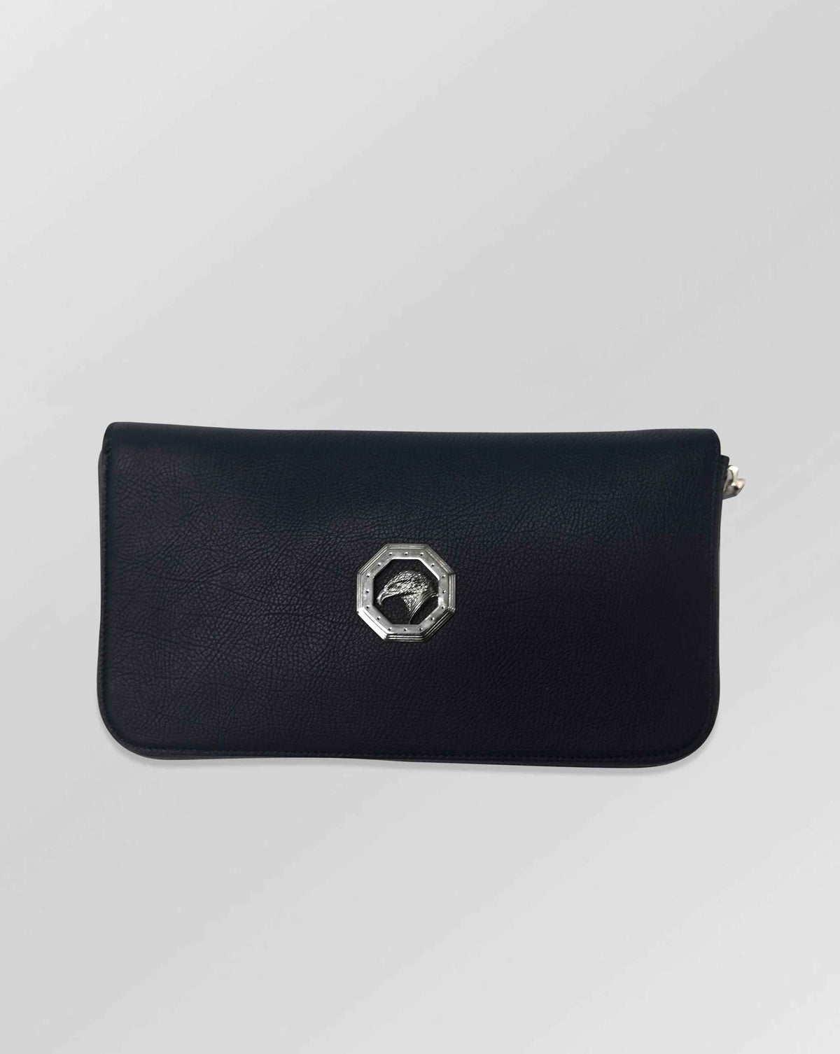 Stefano Ricci Grained Calfskin Luxury Clutch Bag with Eagle Logo Navy