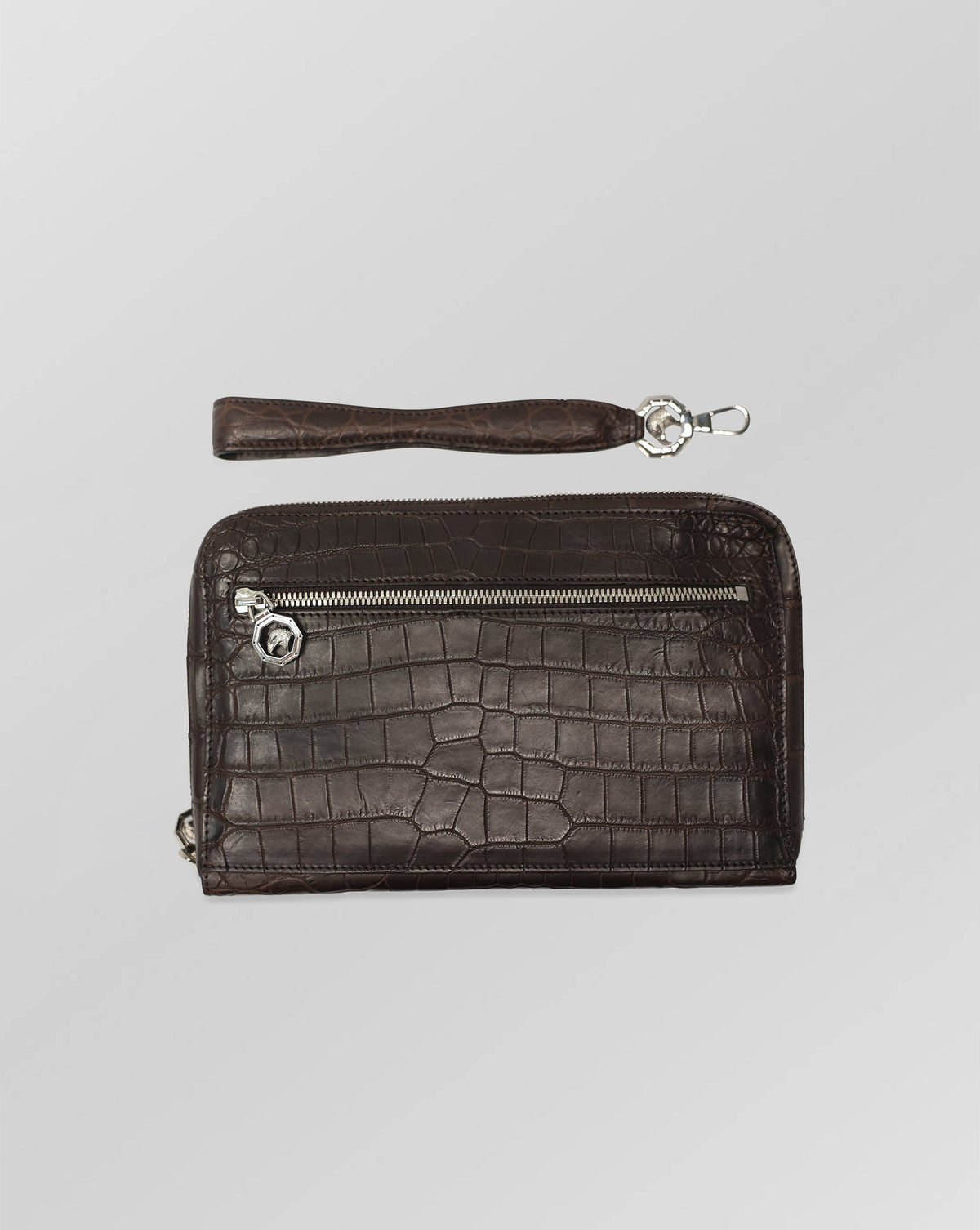 Stefano Ricci Brown Matte Crocodile Leather Flap Portfolio Case Detachable Strap