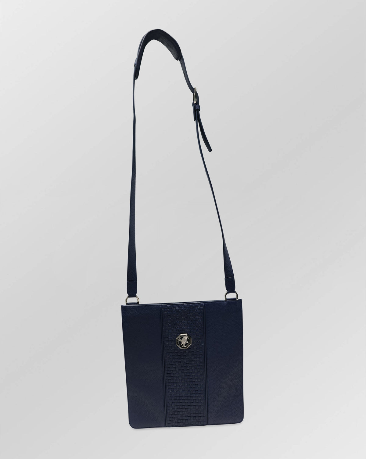 Stefano Ricci Woven & Grained Leather Shoulder Bag with Adjustable Strap