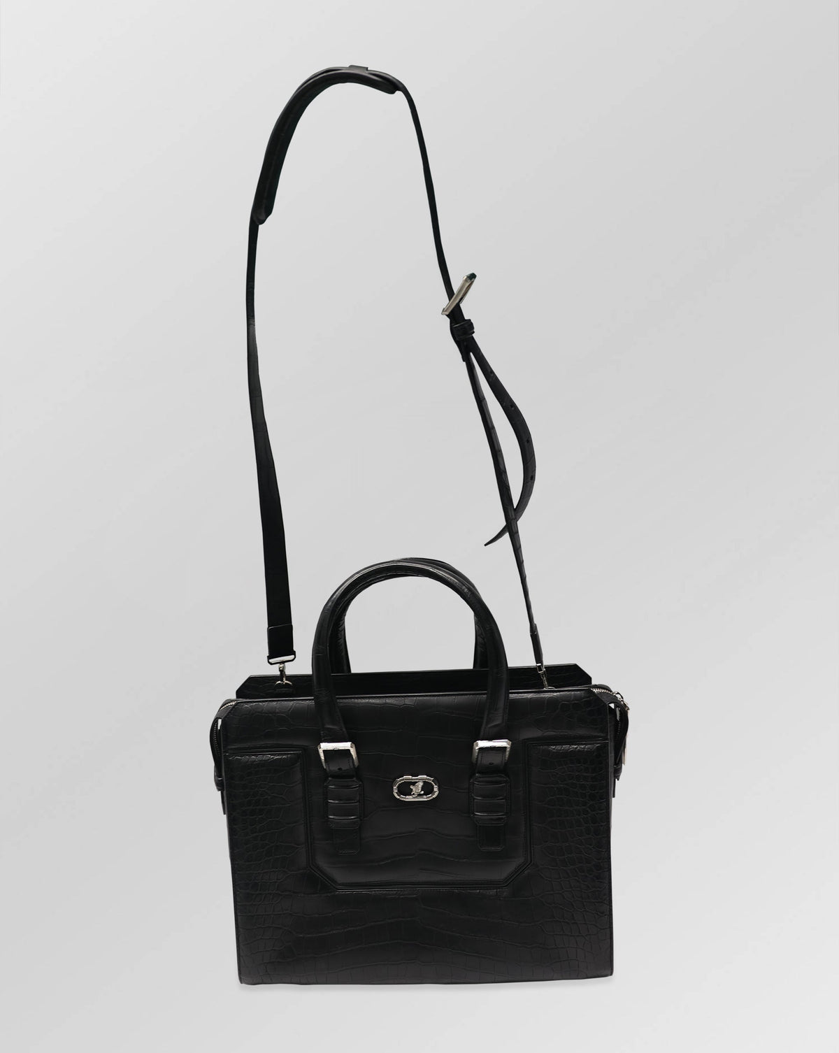 Stefano Ricci Crocodile Leather Briefcase Tote Bag – Black Luxury Business Bag