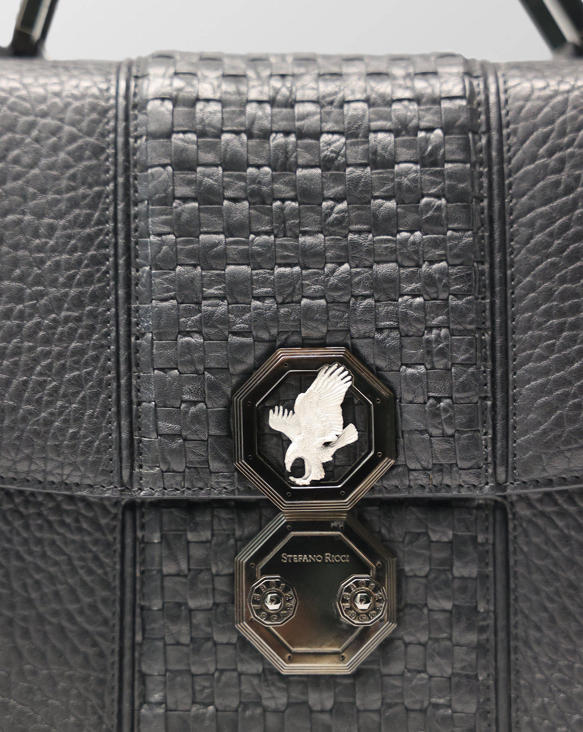 Stefano Ricci Woven Leather Briefcase with Eagle Plaque Closure