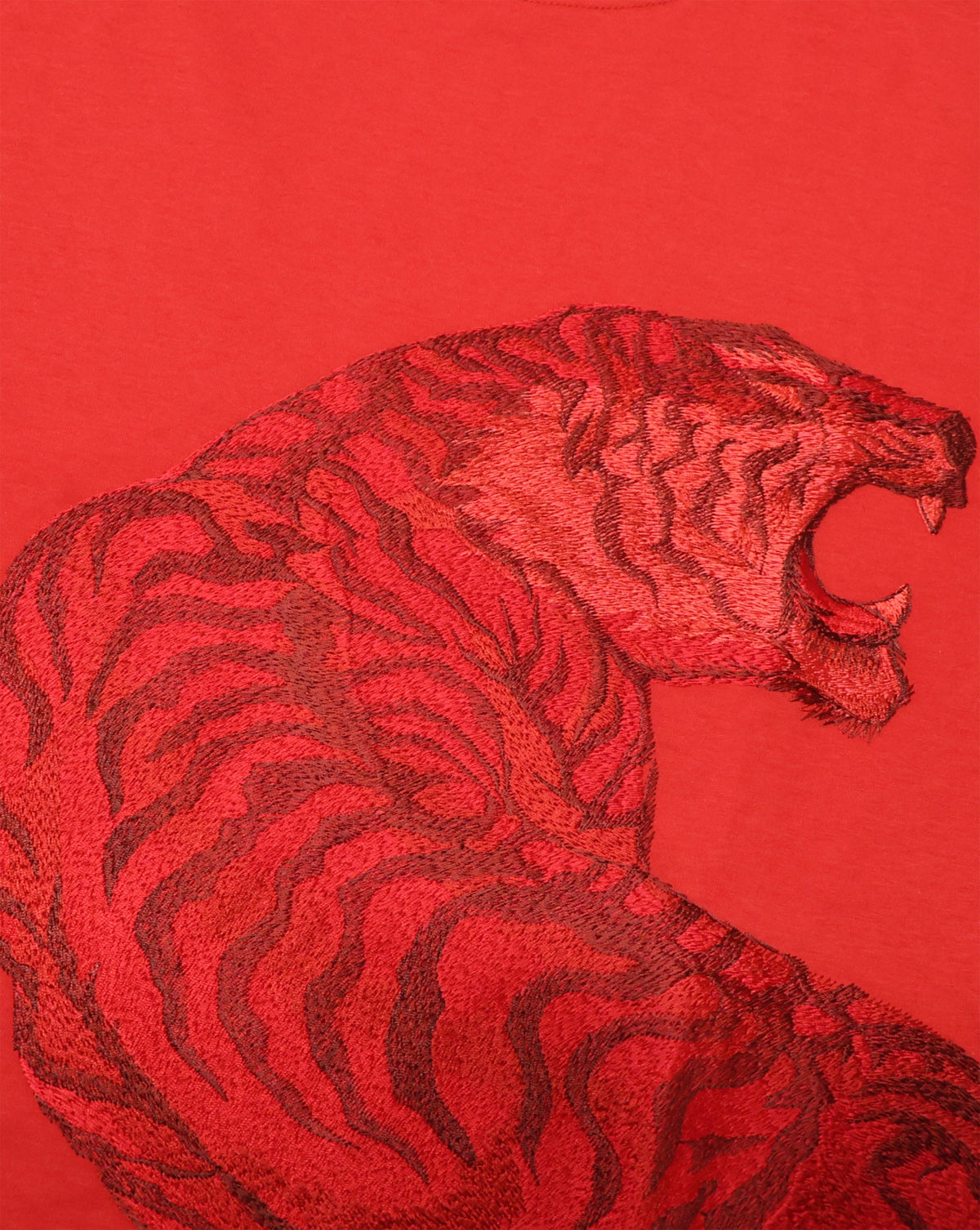 Stefano Ricci Silk Cotton Long Sleeve T-Shirt Tiger Embroidery