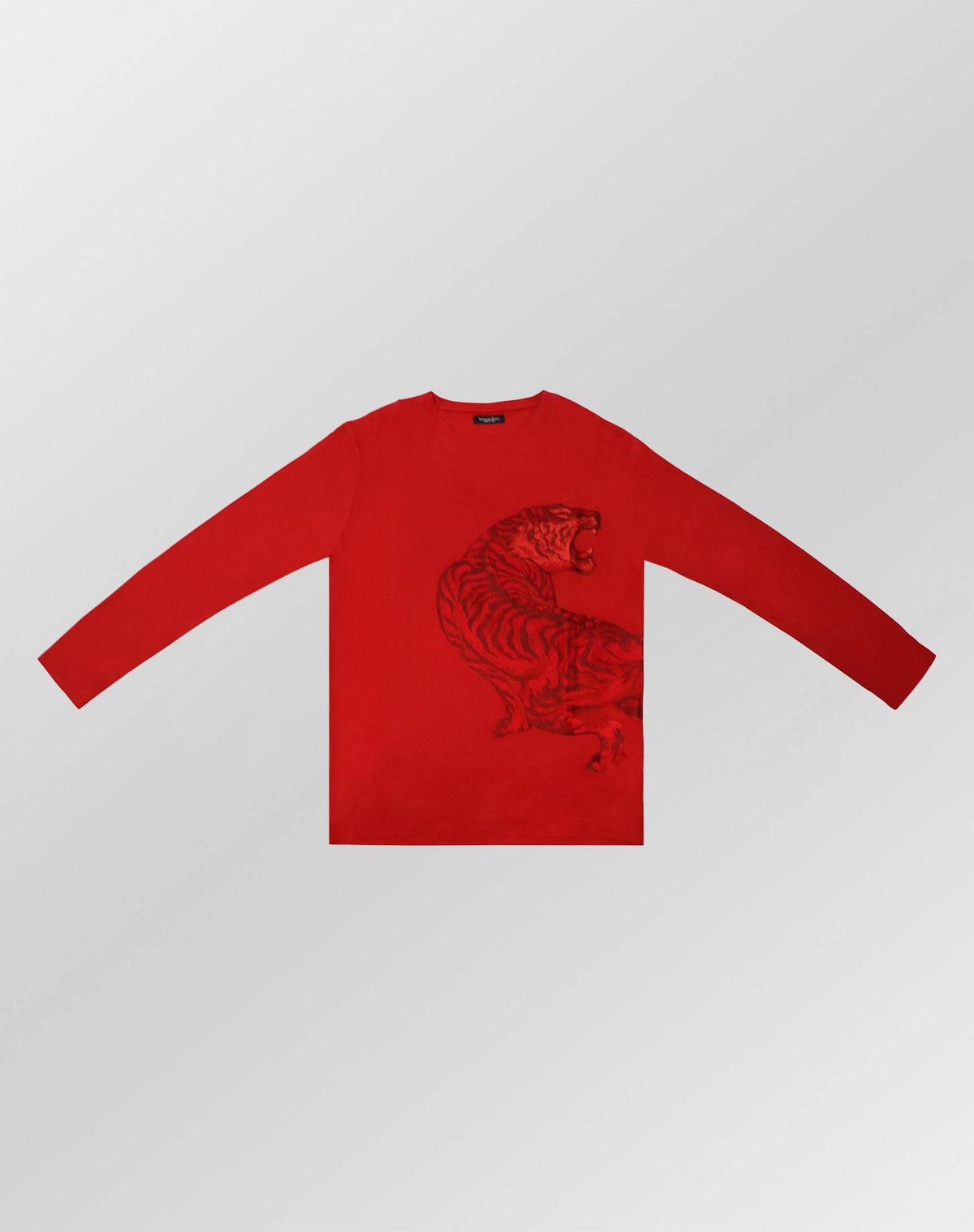 Stefano Ricci Silk Cotton Long Sleeve T-Shirt Tiger Embroidery