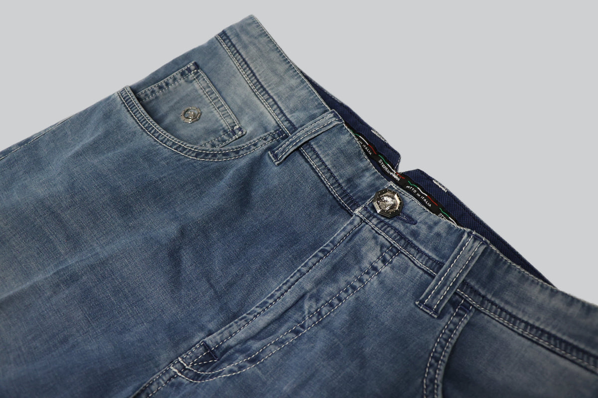Stefano Ricci Comfort Fit Light Wash Stretch Denim Jeans – Italian Luxury