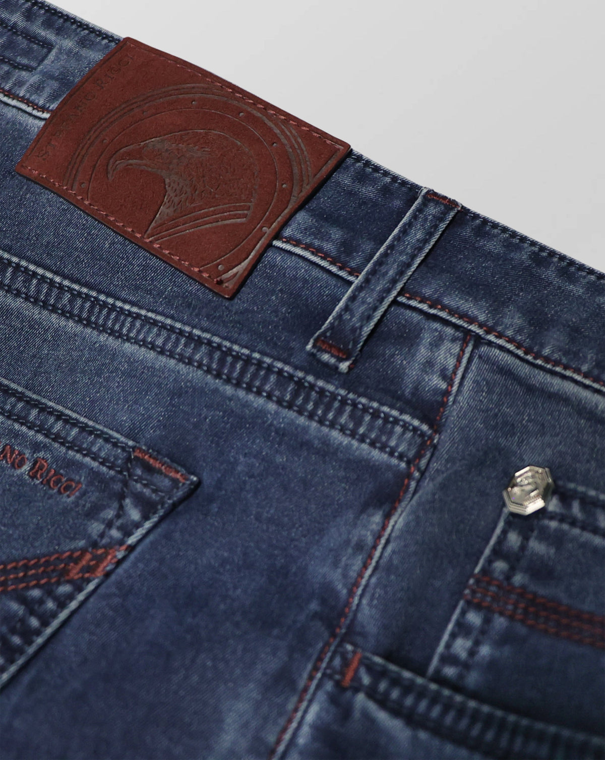 Stefano Ricci Tailored Fit Luxury Denim Jeans with SR Logo Detail