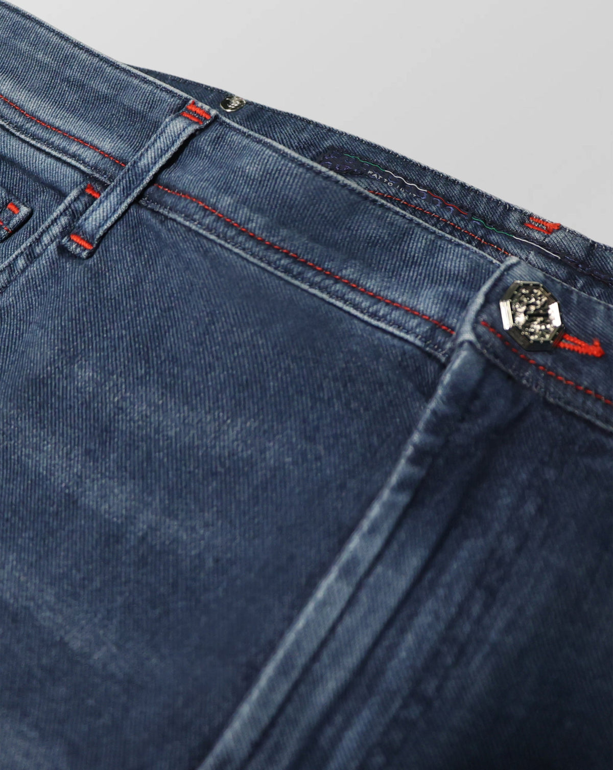 Stefano Ricci Slim Fit Denim Jeans with Red Detail