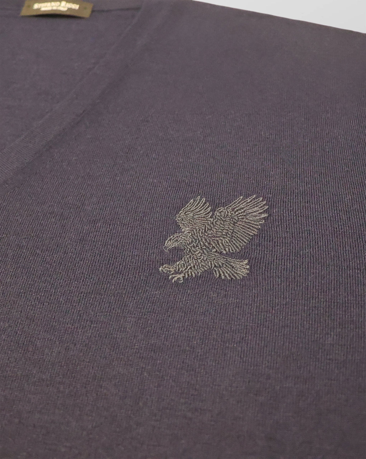 Stefano Ricci V-Neck Silk Wool Sweater Eagle Embroidery