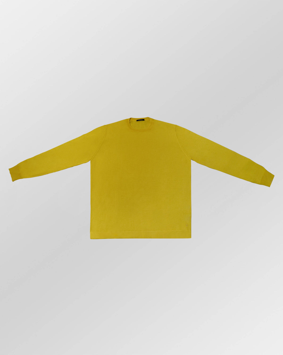 Stefano Ricci Silk Wool Long Sleeve Crew Neck Sweater | Yellow