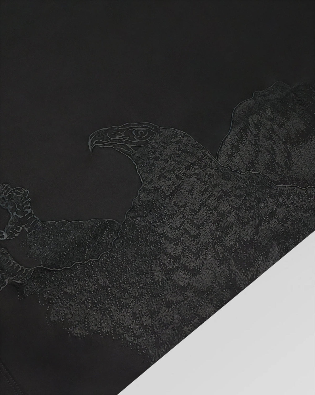 Stefano Ricci Silk Cotton Eagle Embroidered T-Shirt | Black