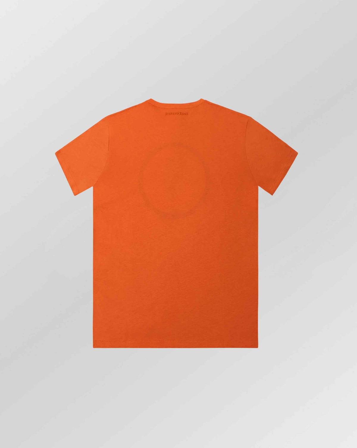 Stefano Ricci Silk Cotton T-Shirt with Eagle Embroidery | Orange
