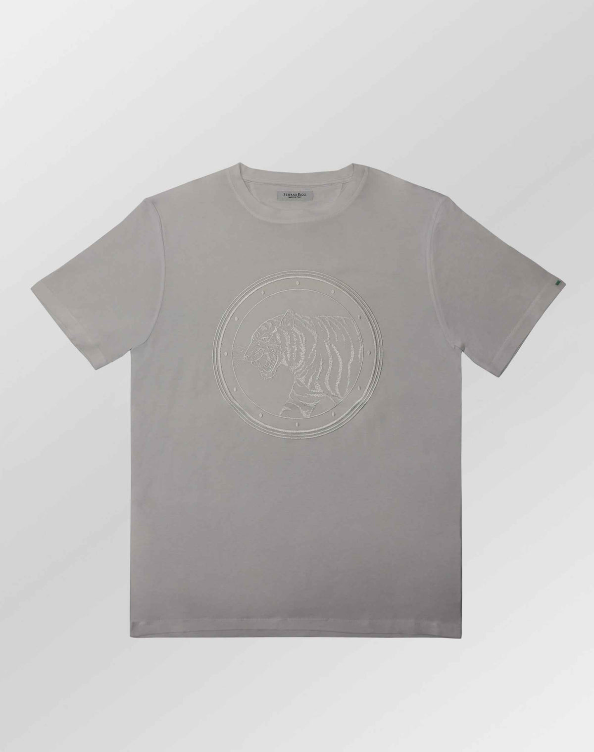 Stefano Ricci Silk Cotton T-Shirt Tiger Embroidery White (Copy)