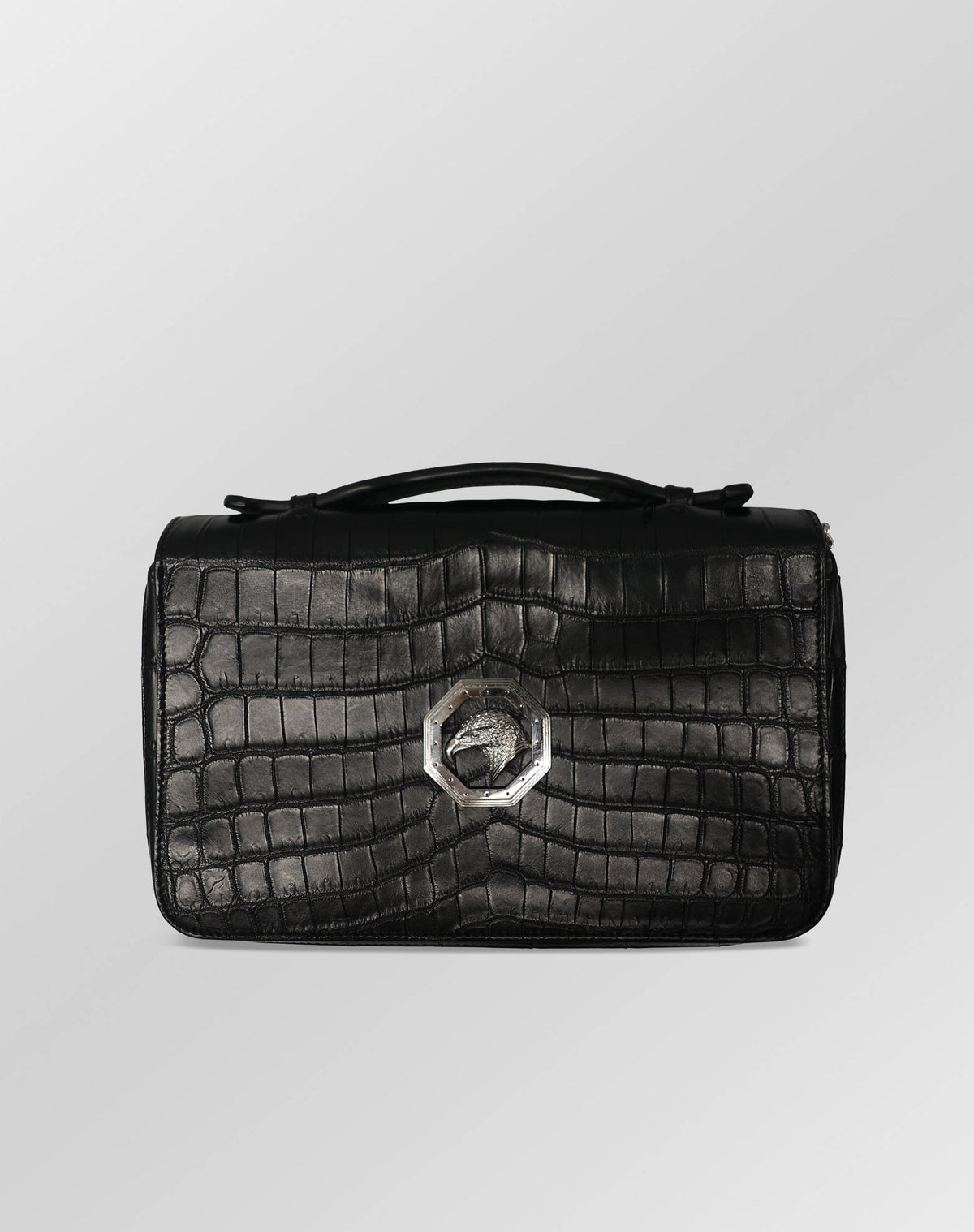 Stefano Ricci Crocodile Leather Clutch with Top Handle Travel Organizer